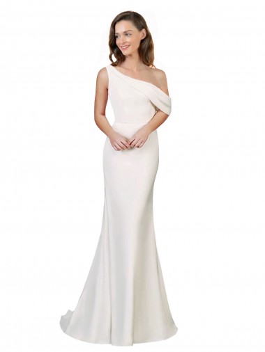 Purchase Stretch Crepe Sheath Sweep Train Sleeveless Formal Evening Dress
