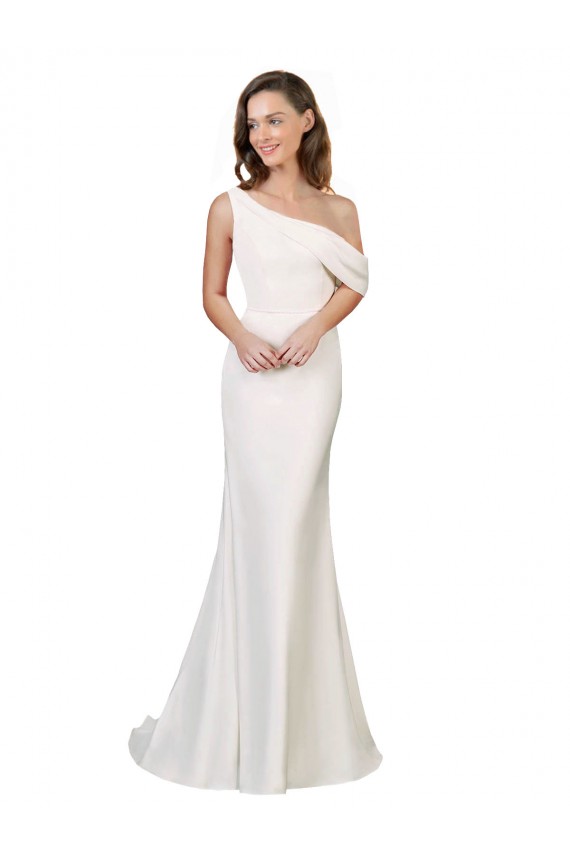 Purchase Stretch Crepe Sheath Sweep Train Sleeveless Formal Evening Dress