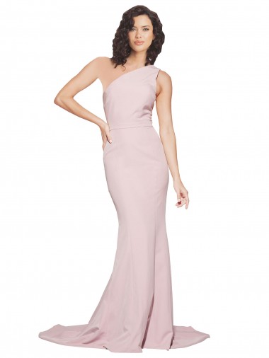 Purchase Stretch Crepe Sheath Sweep Train Sleeveless Side Slit Prom Dresses
