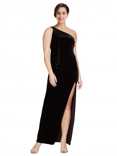 Purchase Stretch Velvet Sheath Long Sleeveless Formal Evening Dress