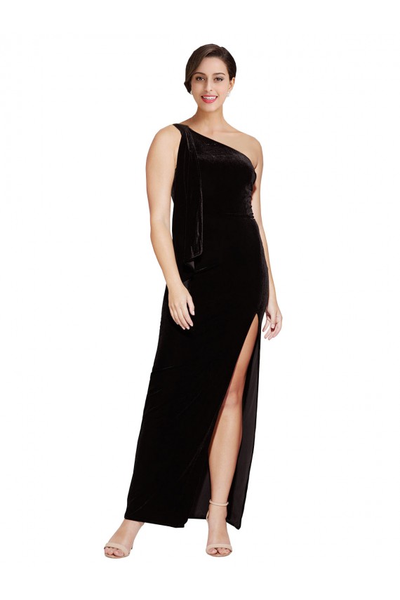 Purchase Stretch Velvet Sheath Long Sleeveless Formal Evening Dress