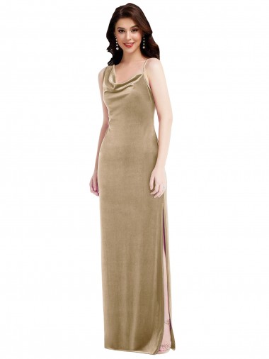 Purchase Stretch Velvet Sheath Long Sleeveless Black Tie Evening Dress
