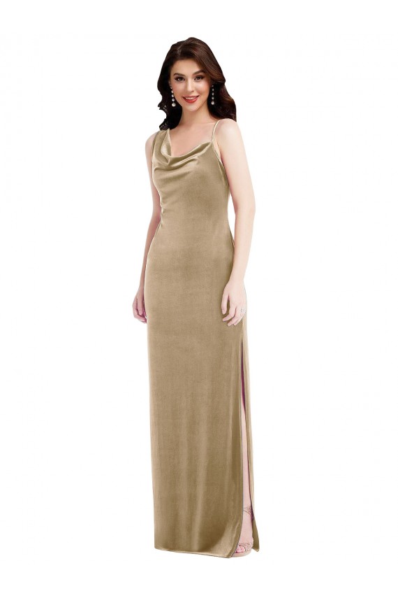 Purchase Stretch Velvet Sheath Long Sleeveless Black Tie Evening Dress