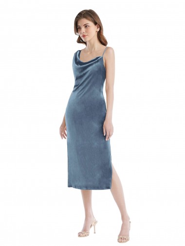 Purchase Stretch Velvet Sheath Long Sleeveless Semi Formal Evening Dress
