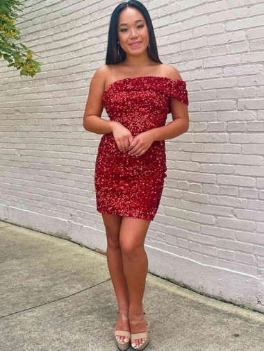 Purchase Velvet Sequin Short Sleeveless Prom Dress