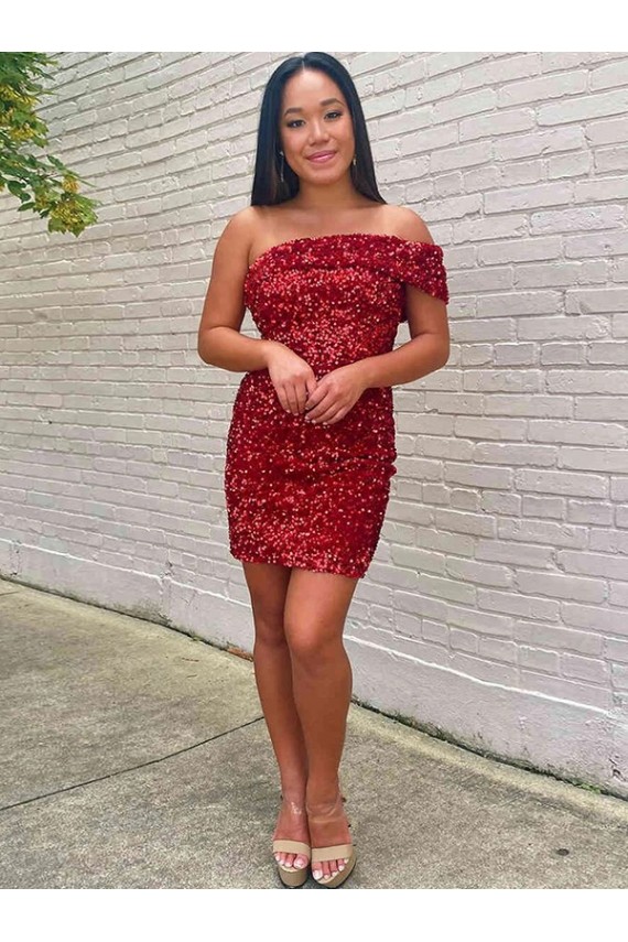 Purchase Velvet Sequin Short Sleeveless Prom Dress