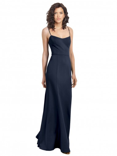 Purchase Stretch Crepe Sheath Long Sleeveless Low Back Formal Dress