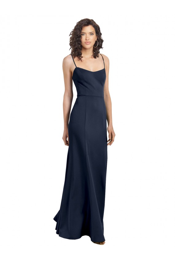 Purchase Stretch Crepe Sheath Long Sleeveless Low Back Formal Dress