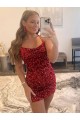 Purchase Velvet Sequin Sheath Short Sleeveless Spaghetti Straps Evening Dress