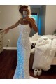 Purchase Velvet Sequin Sheath Sweep Train Sleeveless Spaghetti Straps Evening Dress
