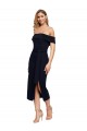 Purchase Stretch Crepe Sheath Midi Length Sleeveless Low Back Formal Evening Dress