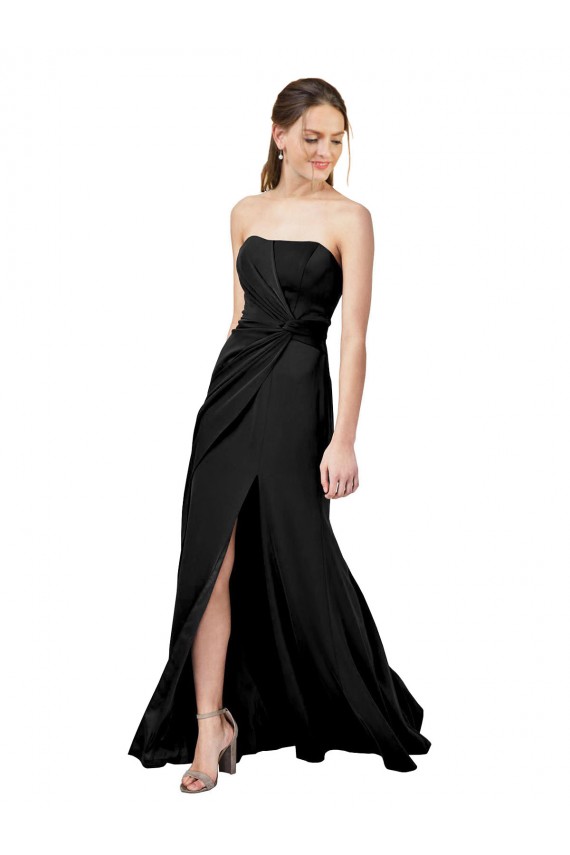 Purchase Stretch Crepe Sheath Long Sleeveless Low Back Front Slit Prom Dresses