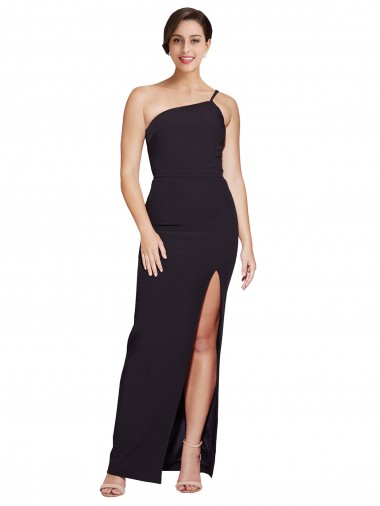 Purchase Stretch Crepe Sheath Sheath Sleeveless Black Formal Evening Dress
