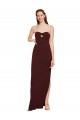 Purchase Stretch Crepe Sheath Long Sleeveless Burgundy Gold Prom Dresses