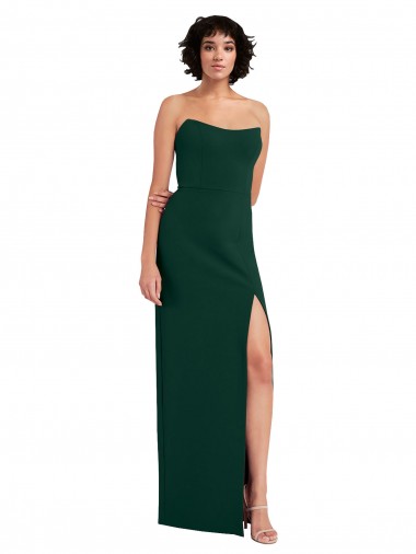 Purchase Stretch Crepe Sheath Long Sleeveless Low Back Side Slit Prom Dresses