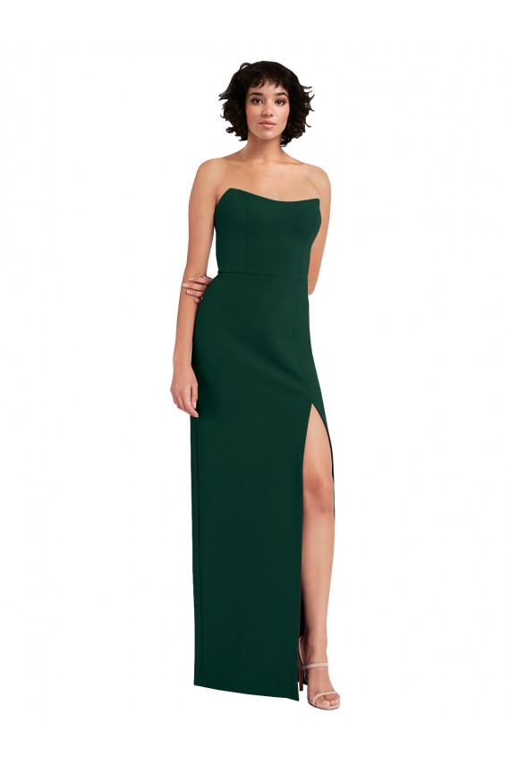 Purchase Stretch Crepe Sheath Long Sleeveless Low Back Side Slit Prom Dresses