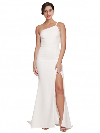 Purchase Stretch Crepe Sheath Sweep Train Sleeveless Ivory Prom Dresses
