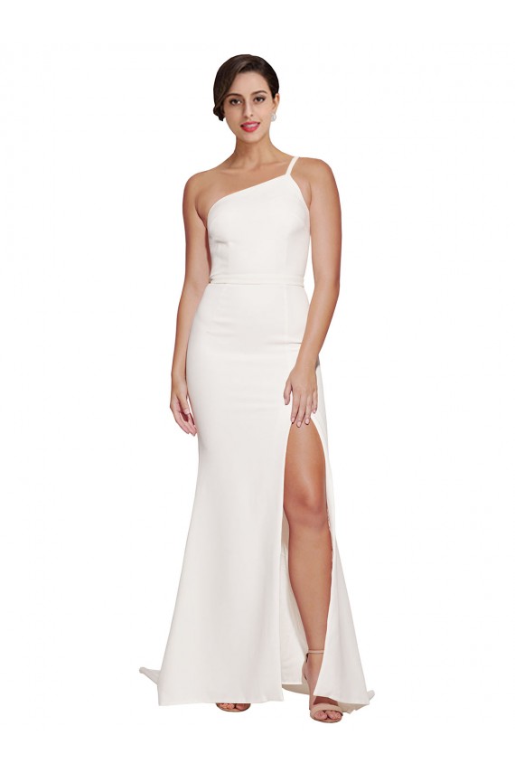 Purchase Stretch Crepe Sheath Sweep Train Sleeveless Ivory Prom Dresses