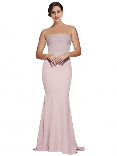 Purchase Stretch Crepe Sheath Sweep Train Sleeveless Low Back Mauve Prom Dresses