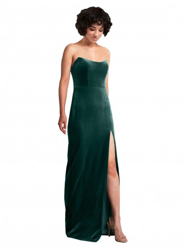 Purchase Stretch Velvet Sheath Long Sleeveless Low Back Black Tie Evening Dress