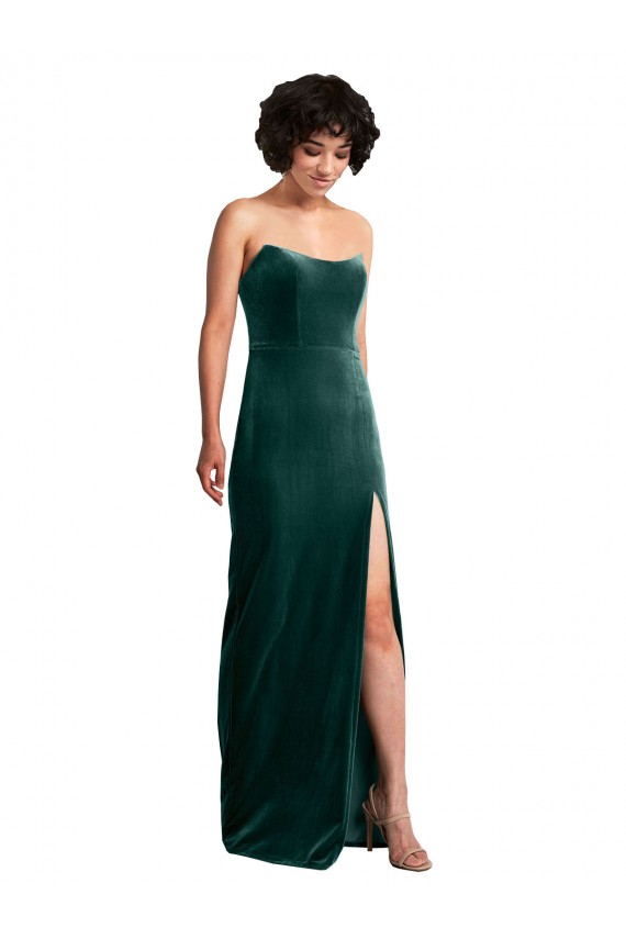 Purchase Stretch Velvet Sheath Long Sleeveless Low Back Black Tie Evening Dress