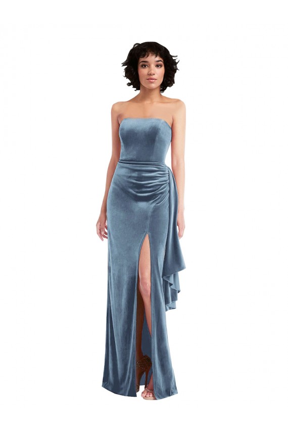 Purchase Stretch Velvet Sheath Long Sleeveless Low Back Formal Evening Dress