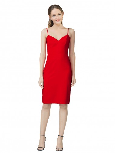 Purchase Stretch Crepe Sheath Sheath Sleeveless Red Formal Evening Dress