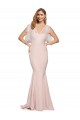 Purchase Stretch Crepe & Tulle Sheath Long Sleeveless Low Back Formal Dress