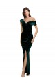Purchase Stretch Velvet Sheath Long Sleeveless High Low Evening Dress
