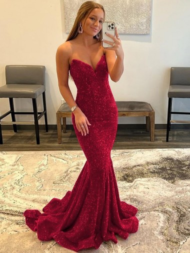 Purchase Velvet Sequin Sheath Sweep Train Sleeveless Sweetheart Prom Dress