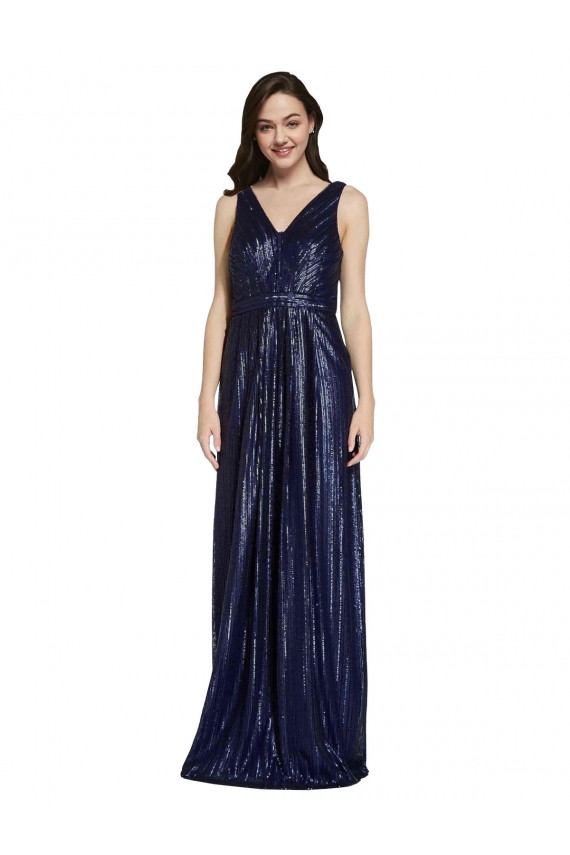 Purchase Sequin Sheath Long Sleeveless V-Back Formal Evening Dress
