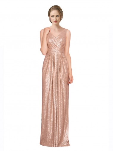 Purchase Sequin Sheath Long Sleeveless Evening Dress
