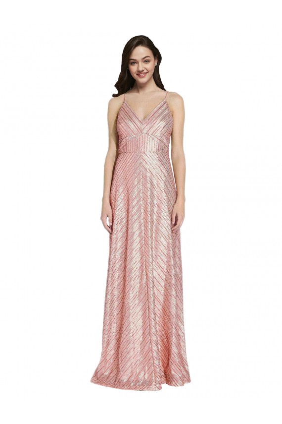 Purchase Sequin Sheath Long Sleeveless Low Back Formal Evening Dress