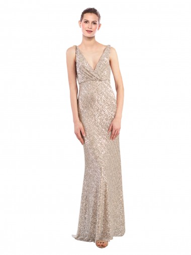 Purchase Sequin & Sparkling Sequin Sheath Long Sleeveless Low Back Formal Evening Dress