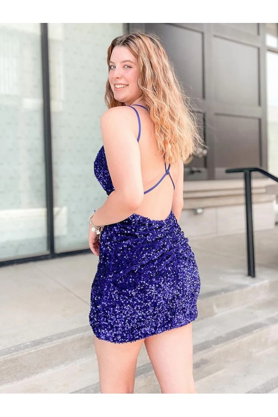 Purchase Velvet Sequin Sheath Short Sleeveless Velvet Sequin Cocktail Evening Gown