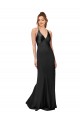 Purchase Silky Satin Sheath Long Sleeveless Criss Cross Back Black Tie Evening Dress