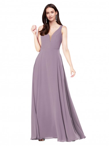 Purchase Soft Chiffon Sheath Long Sleeveless Low Back Formal Evening Dress