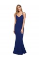 Purchase Stretch Crepe Sheath Long Sleeveless Royal Blue Low Back Formal Dress