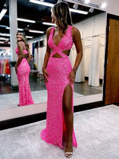 Purchase Velvet Sequin Sheath Long Sweep Train Sleeveless Velvet Sequin Evening Dress