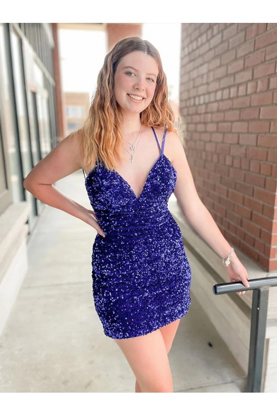 Purchase Velvet Sequin Sheath Short Sleeveless Velvet Sequin Cocktail Evening Gown