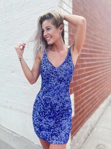 Purchase Velvet Sequin Sheath Short Sleeveless Velvet Sequin Evening Dress