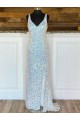 Purchase Velvet Sequin Sweep Train Sleeveless V-Neck Evening Dress