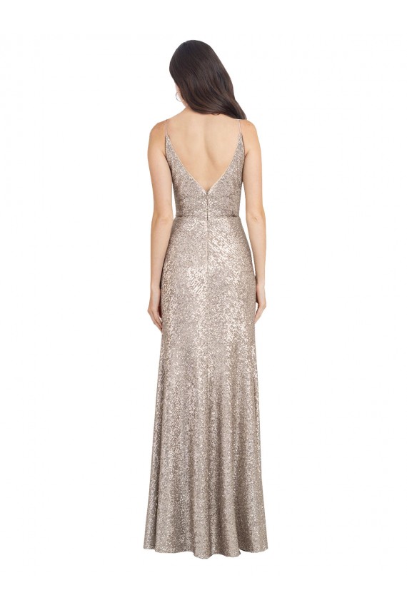 Purchase Sequin & Sparkling Sequin Sheath Long Sleeveless V-Back Formal Evening Dress