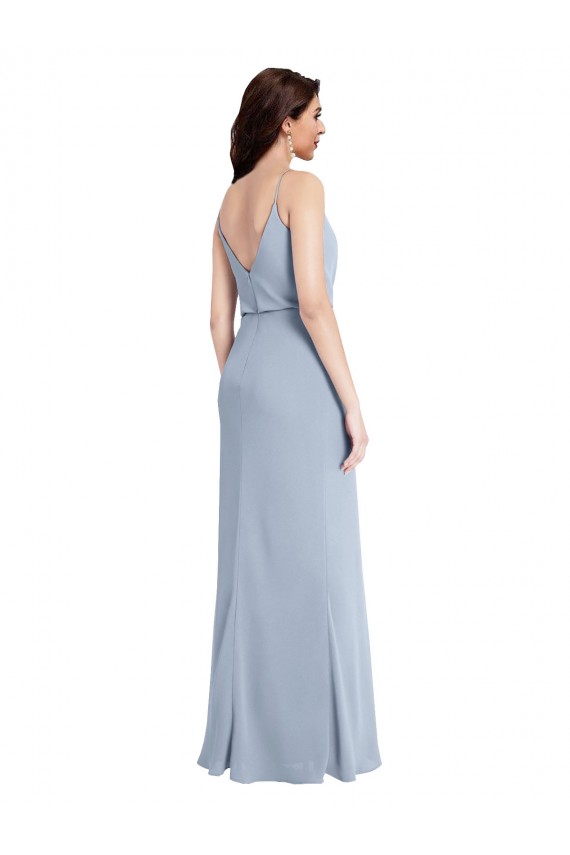 Purchase Stretch Crepe Sheath Long Sleeveless V-Back Formal Evening Dress