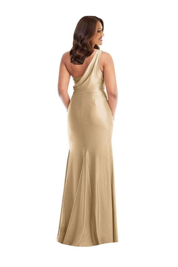 Purchase Silky Satin Mermaid Long Sleeveless Plus Size Formal Evening Dress
