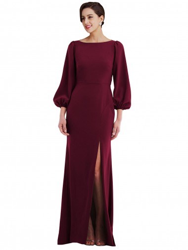 Purchase Stretch Crepe Trumpet Long Long Sleeves Open Back Formal Evening Dress