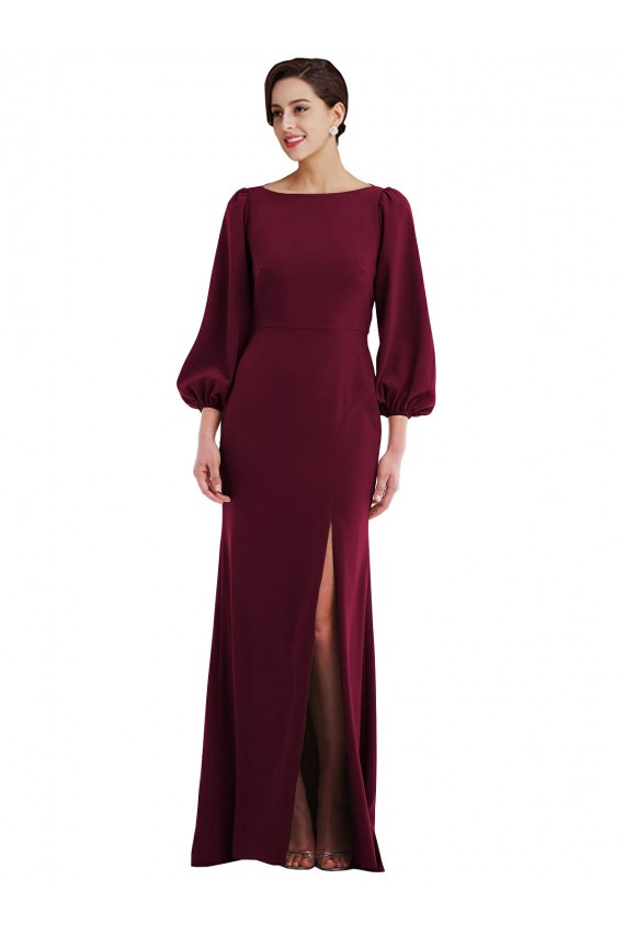 Purchase Stretch Crepe Trumpet Long Long Sleeves Open Back Formal Evening Dress