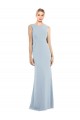 Purchase Stretch Crepe Trumpet Long Sleeveless Low Back Light Sky Blue Prom Dresses