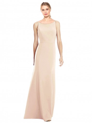 Purchase Stretch Crepe Trumpet Long Sleeveless Open Back Semi Formal Evening Gown