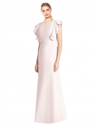Purchase Stretch Crepe Trumpet Long Cap Sleeves Open Back Formal Dress